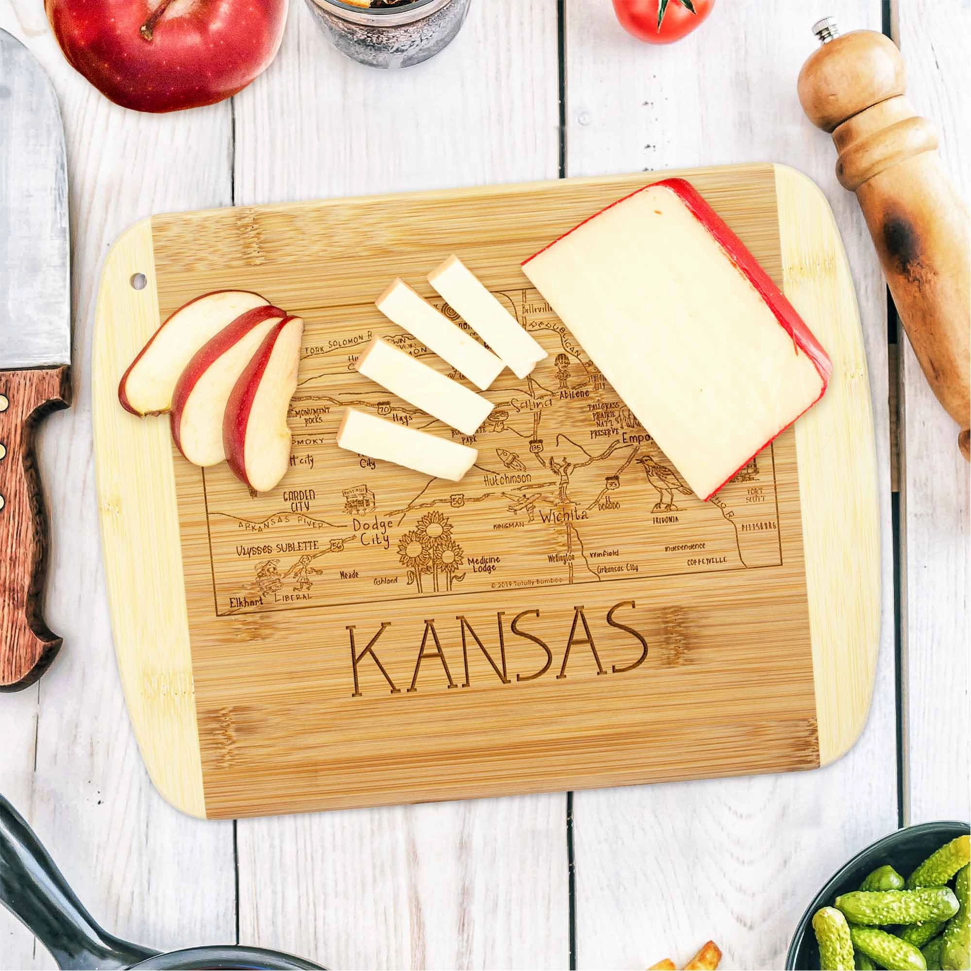 A Slice of Life Kansas Cutting Board, 11" x 8-3/4"
