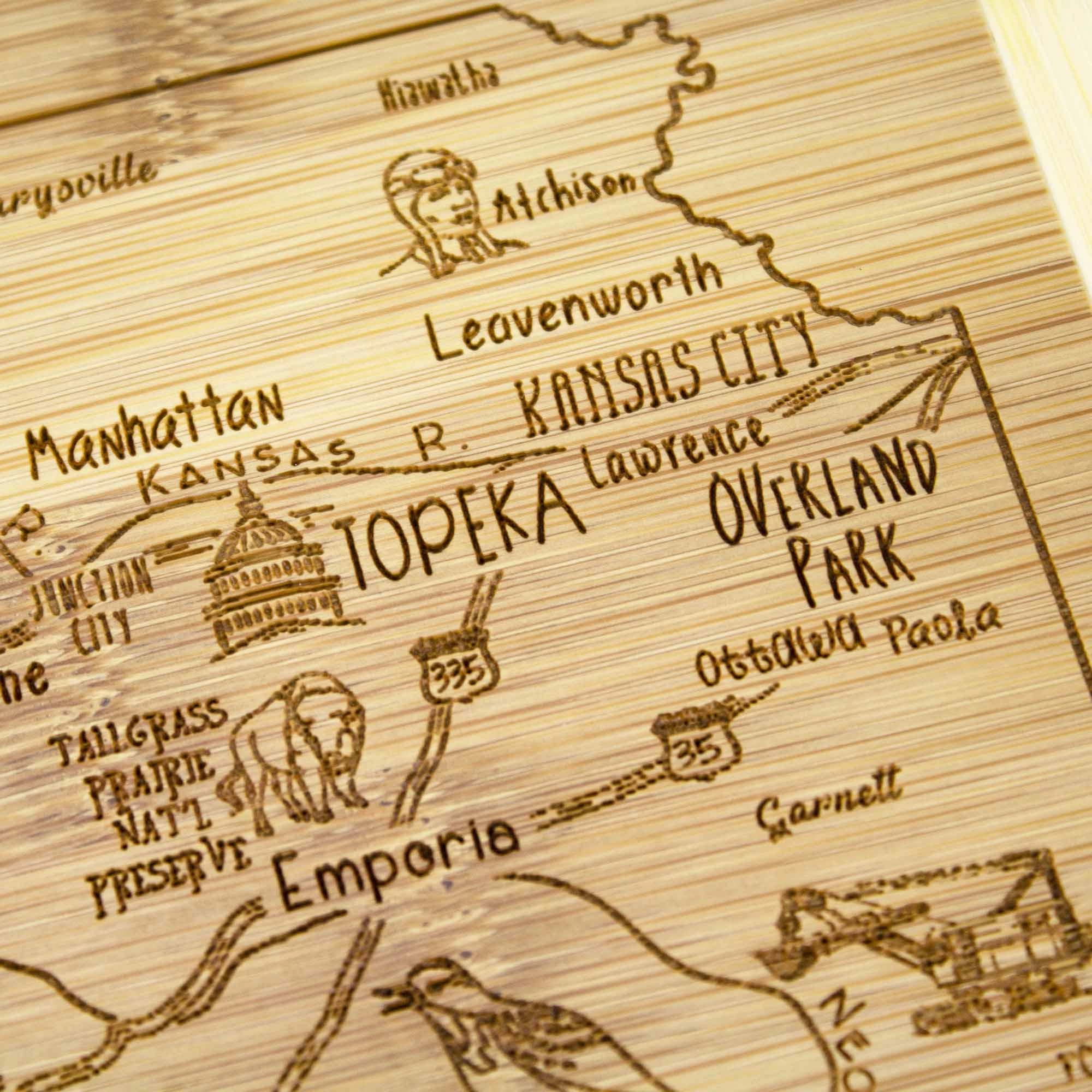 A Slice of Life Kansas Cutting Board, 11" x 8-3/4"