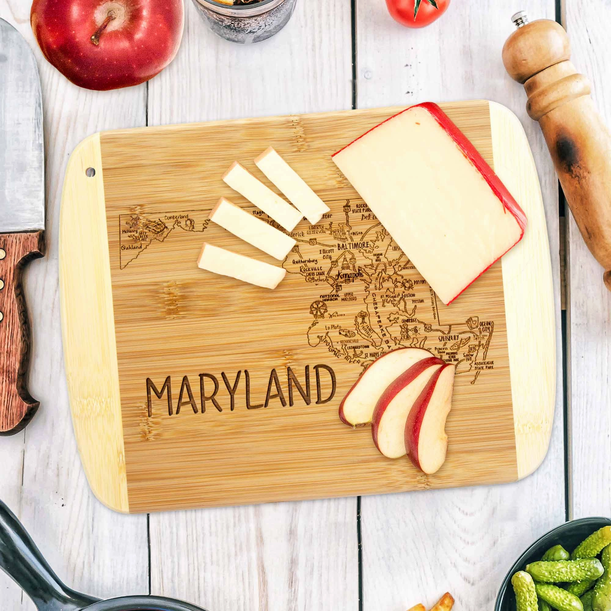 A Slice of Life Maryland Cutting Board, 11" x 8-3/4"