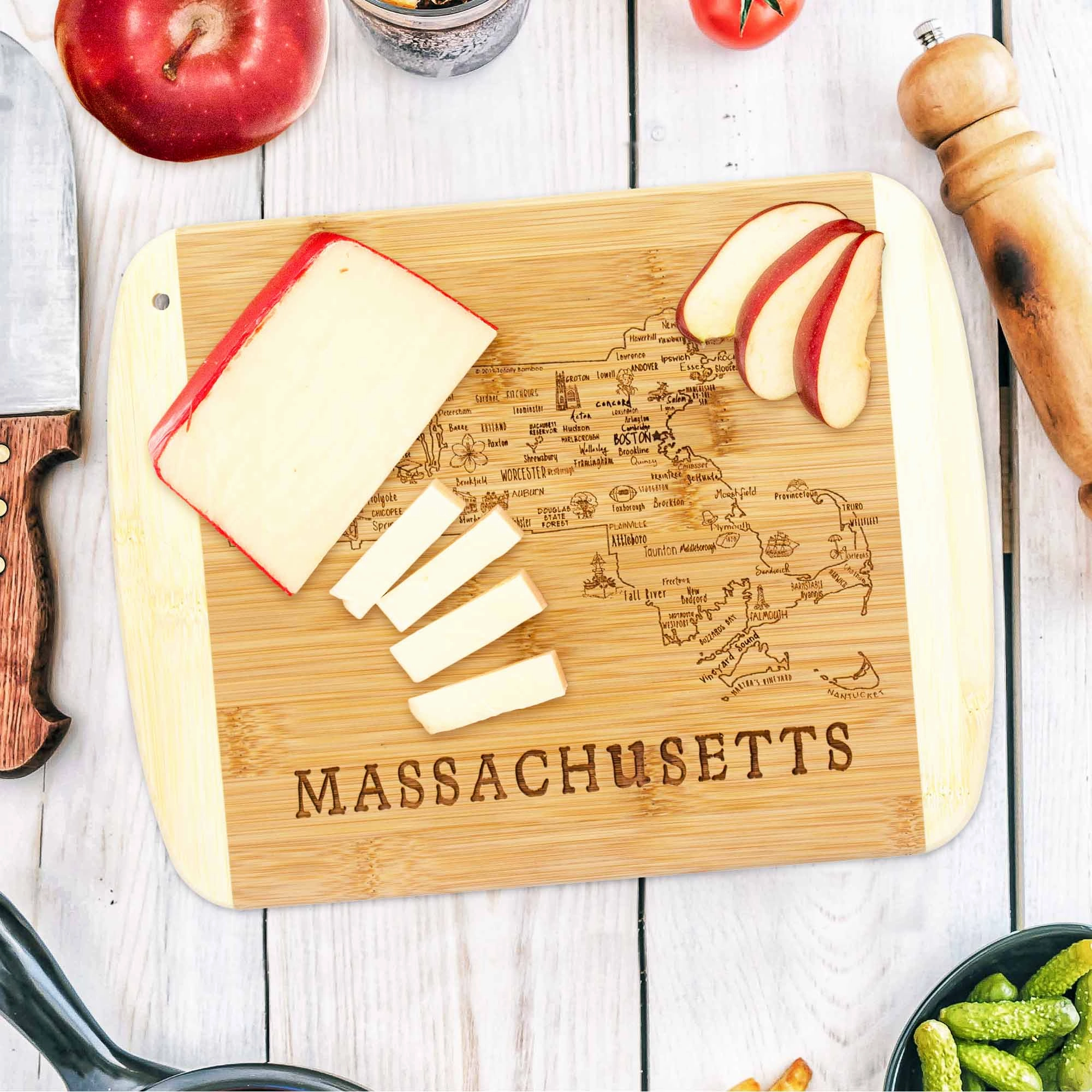 A Slice of Life Massachusetts Cutting Board, 11" x 8-3/4"