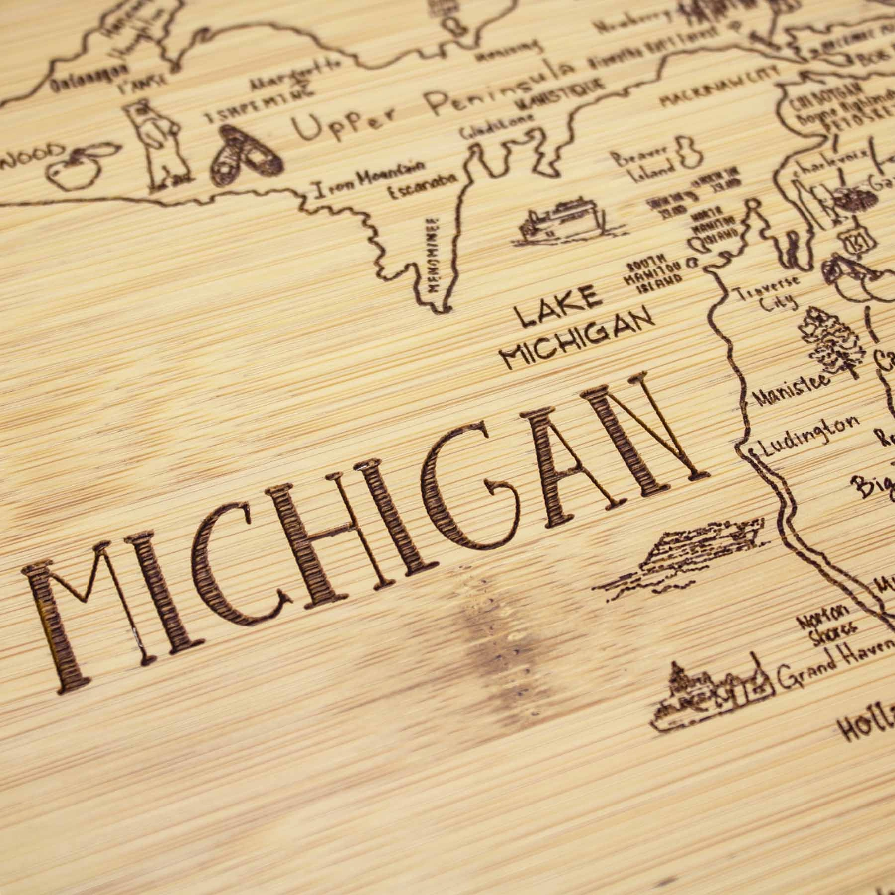 A Slice of Life Michigan Cutting Board, 11" x 8-3/4"