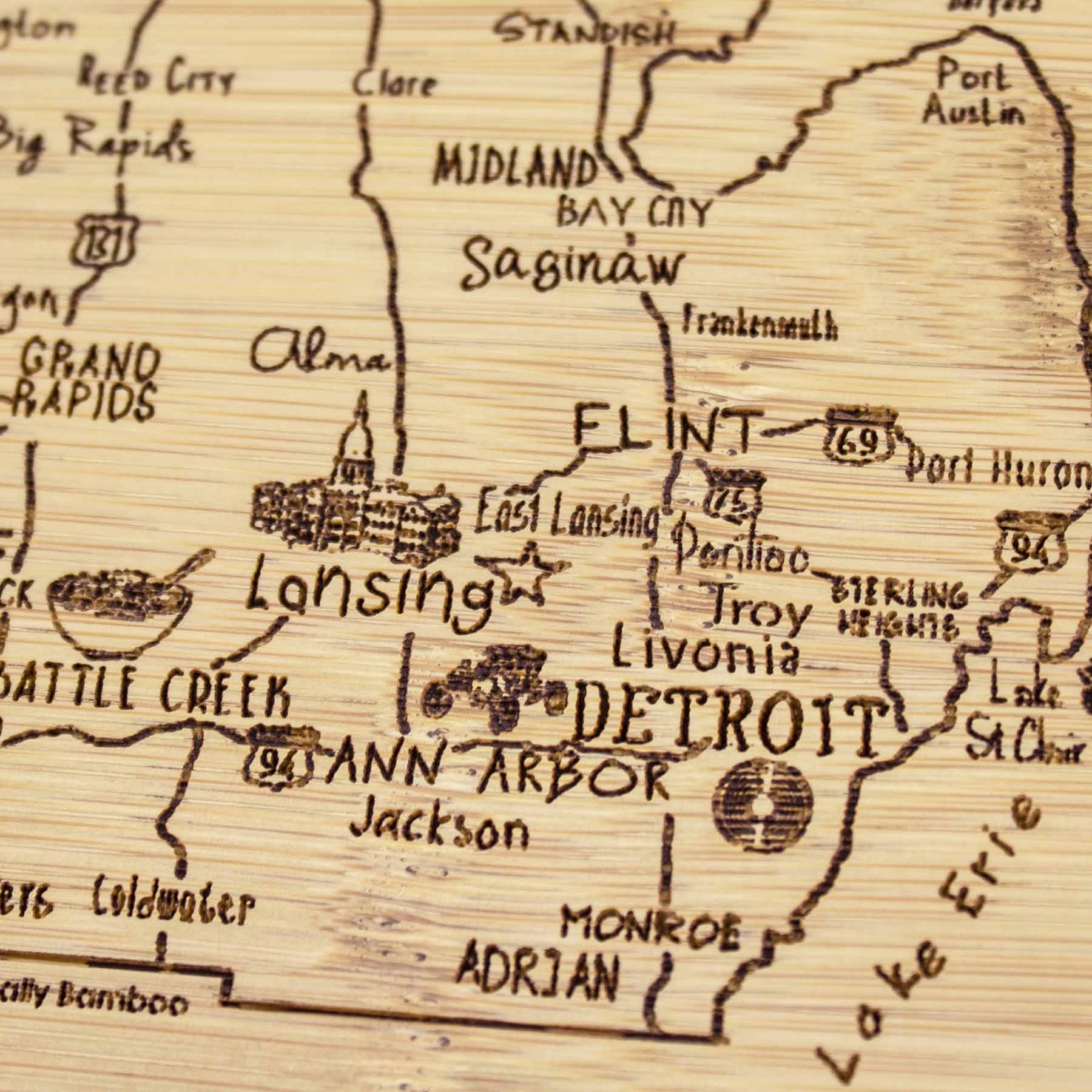 A Slice of Life Michigan Cutting Board, 11" x 8-3/4"