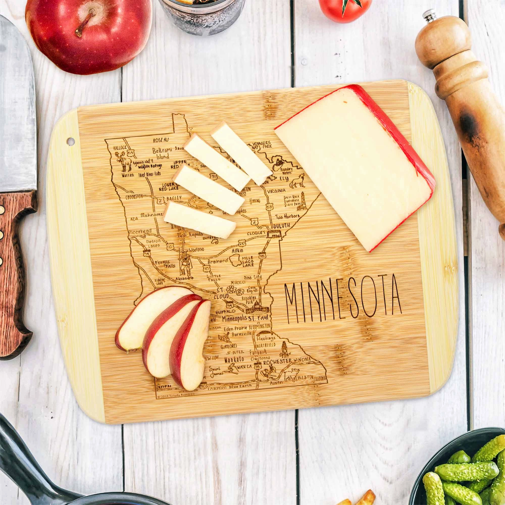 A Slice of Life Minnesota Cutting Board, 11" x 8-3/4"