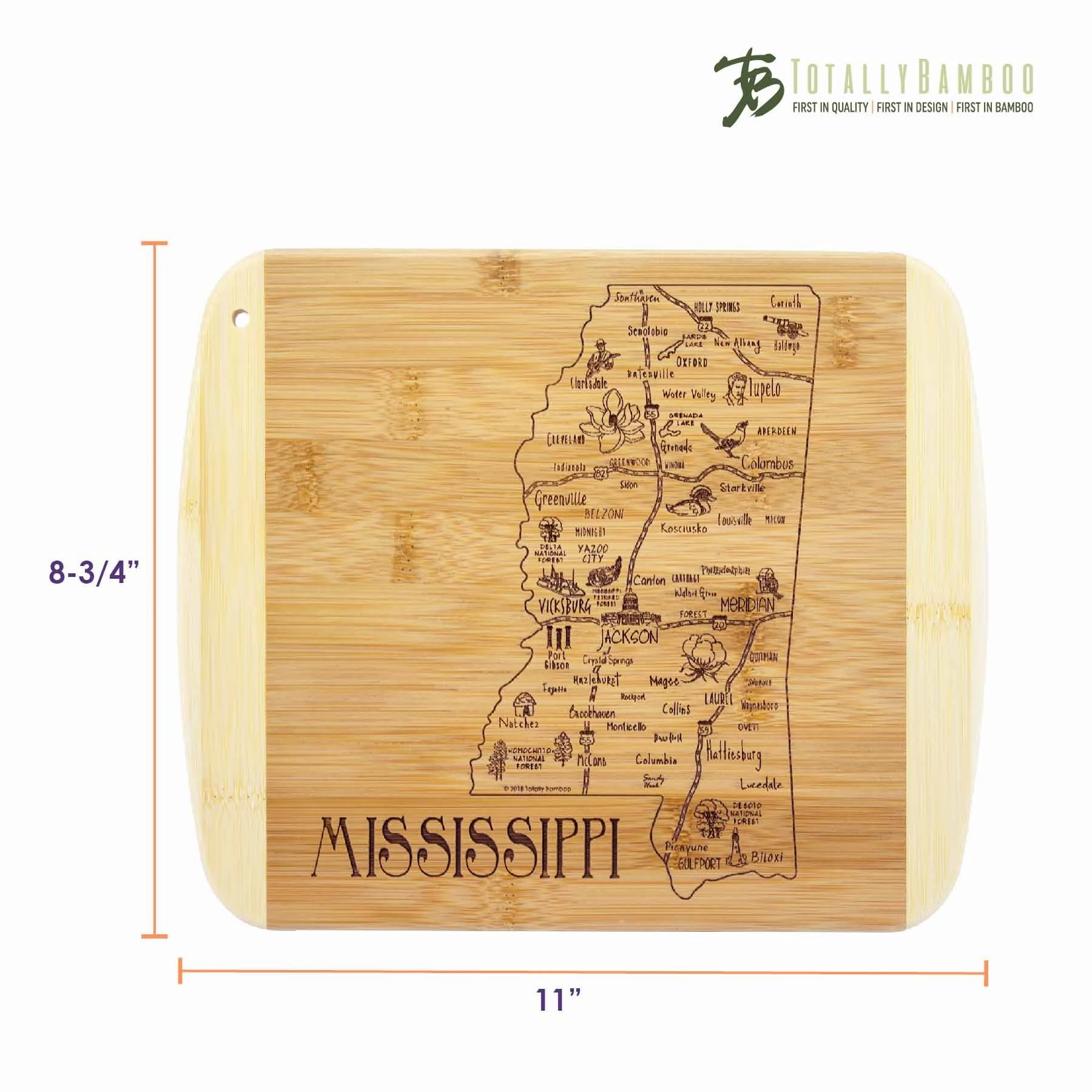 A Slice of Life Mississippi Cutting Board, 11" x 8-3/4"