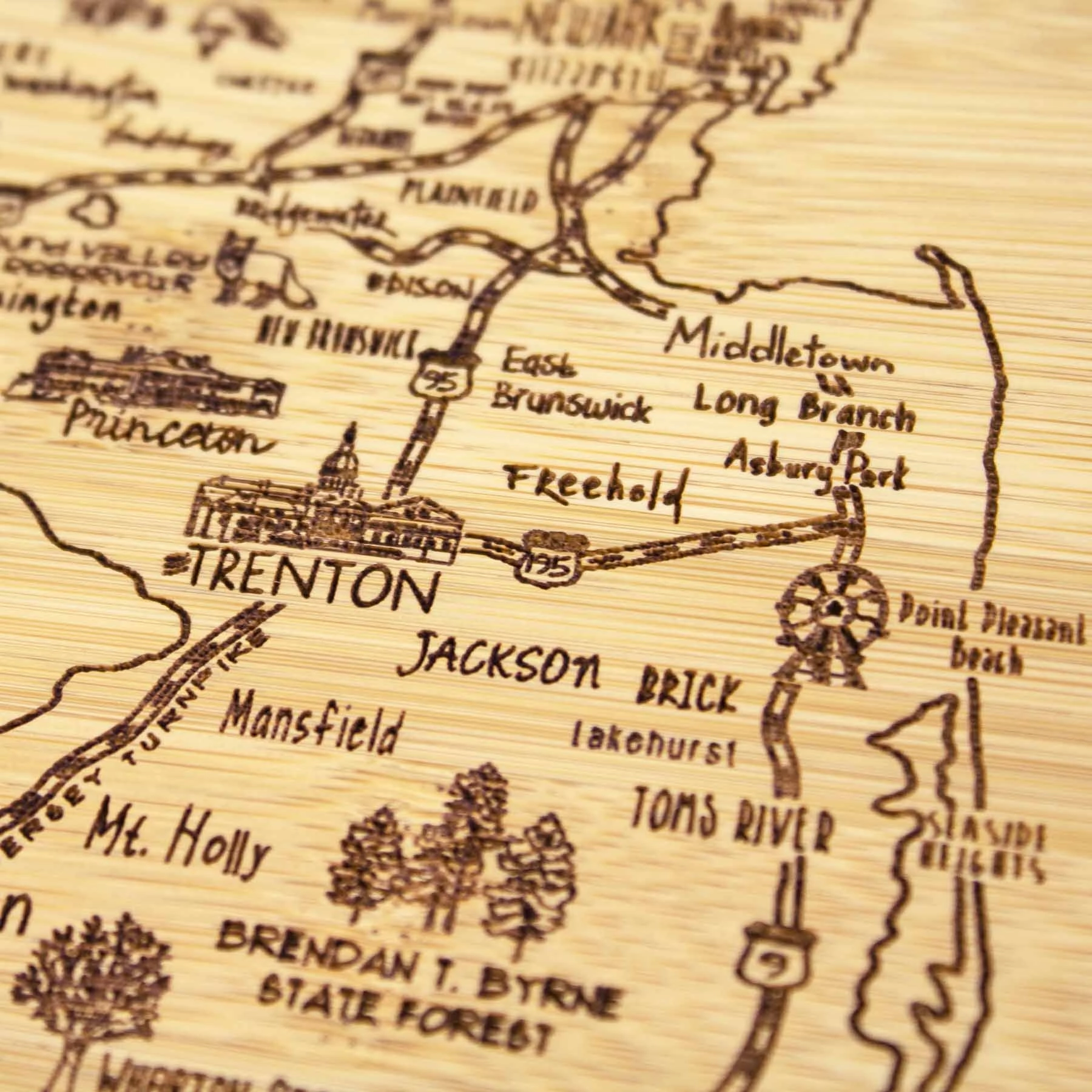 A Slice of Life New Jersey Cutting Board, 11" x 8-3/4"