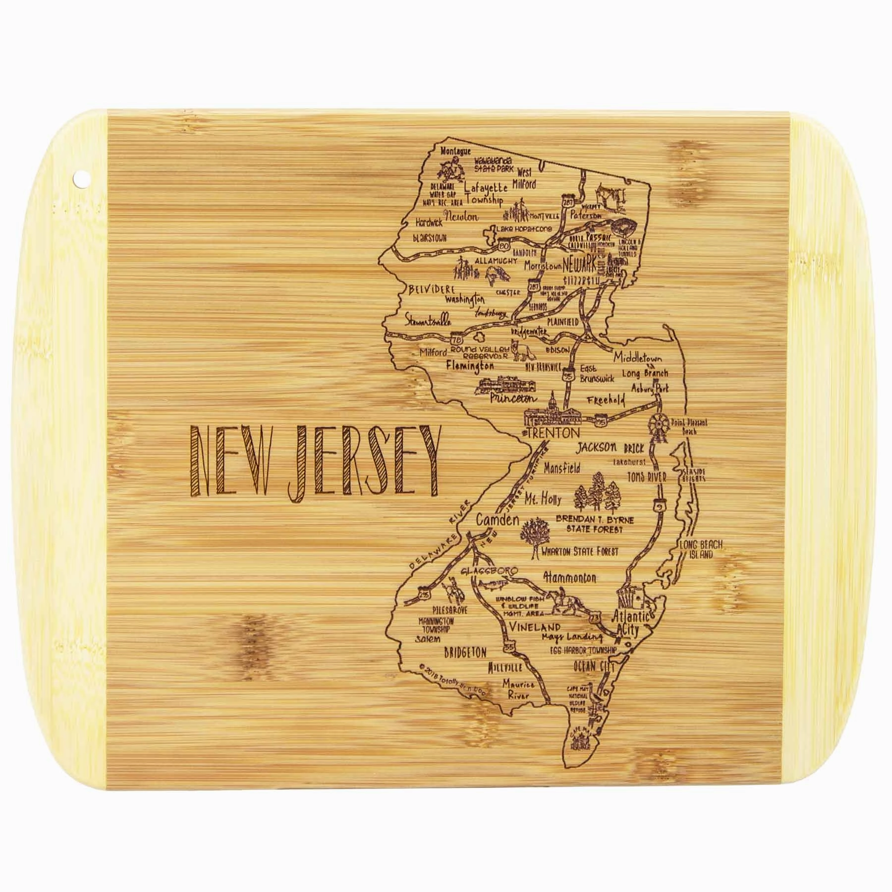 A Slice of Life New Jersey Cutting Board, 11" x 8-3/4" cutting board,chopping board,kitchen tools