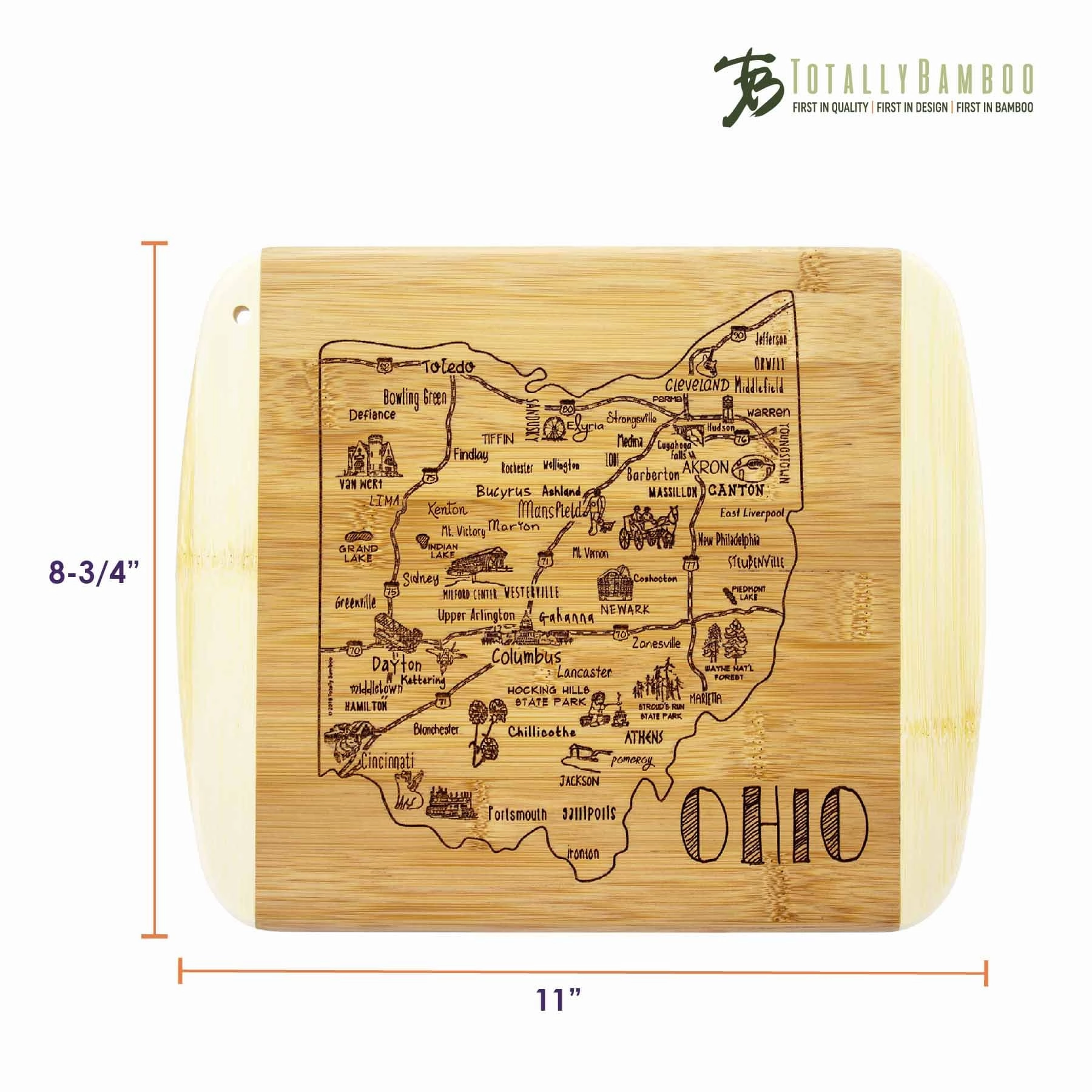 A Slice of Life Ohio Cutting Board, 11" x 8-3/4"