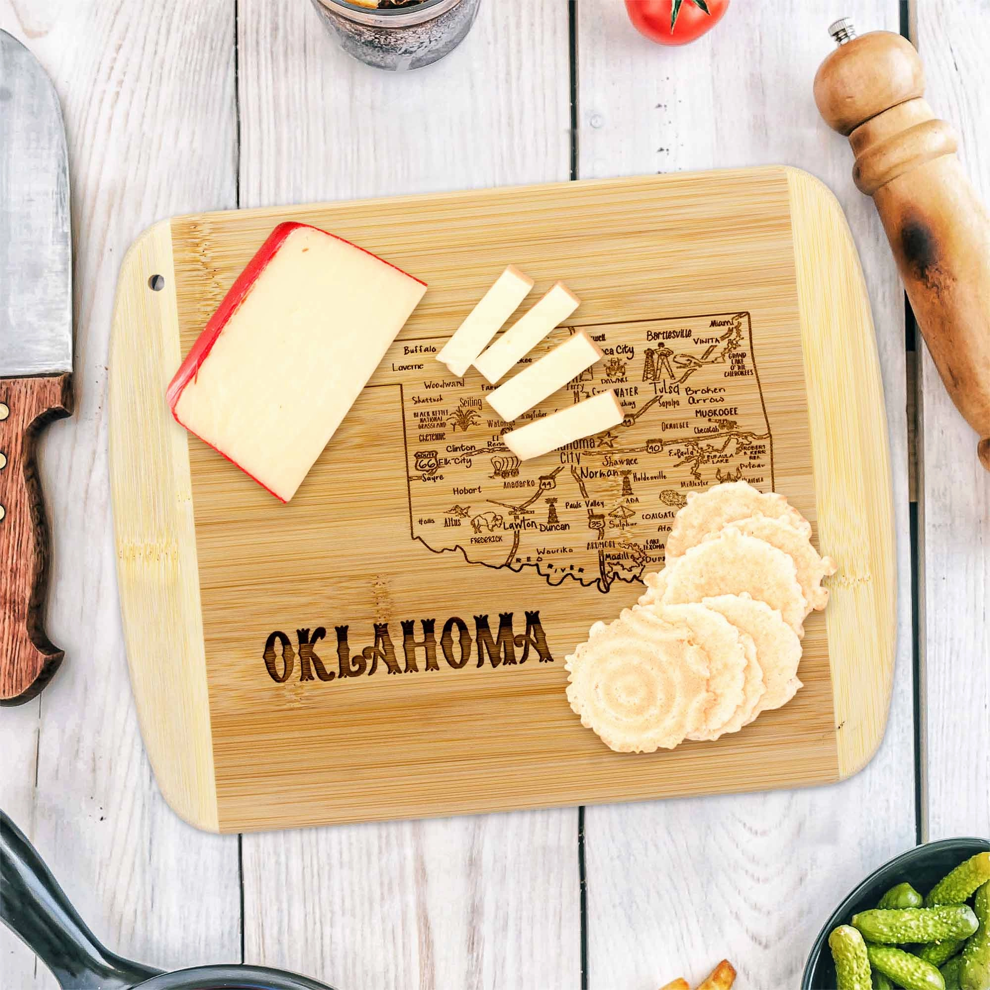 A Slice of Life Oklahoma Cutting Board, 11" x 8-3/4"