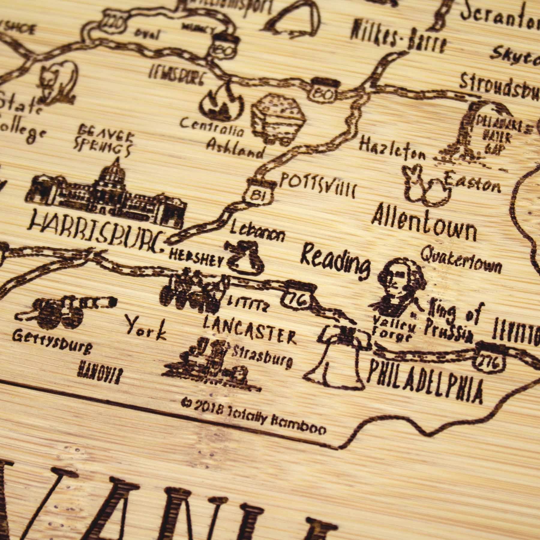 A Slice of Life Pennsylvania Cutting Board, 11" x 8-3/4"