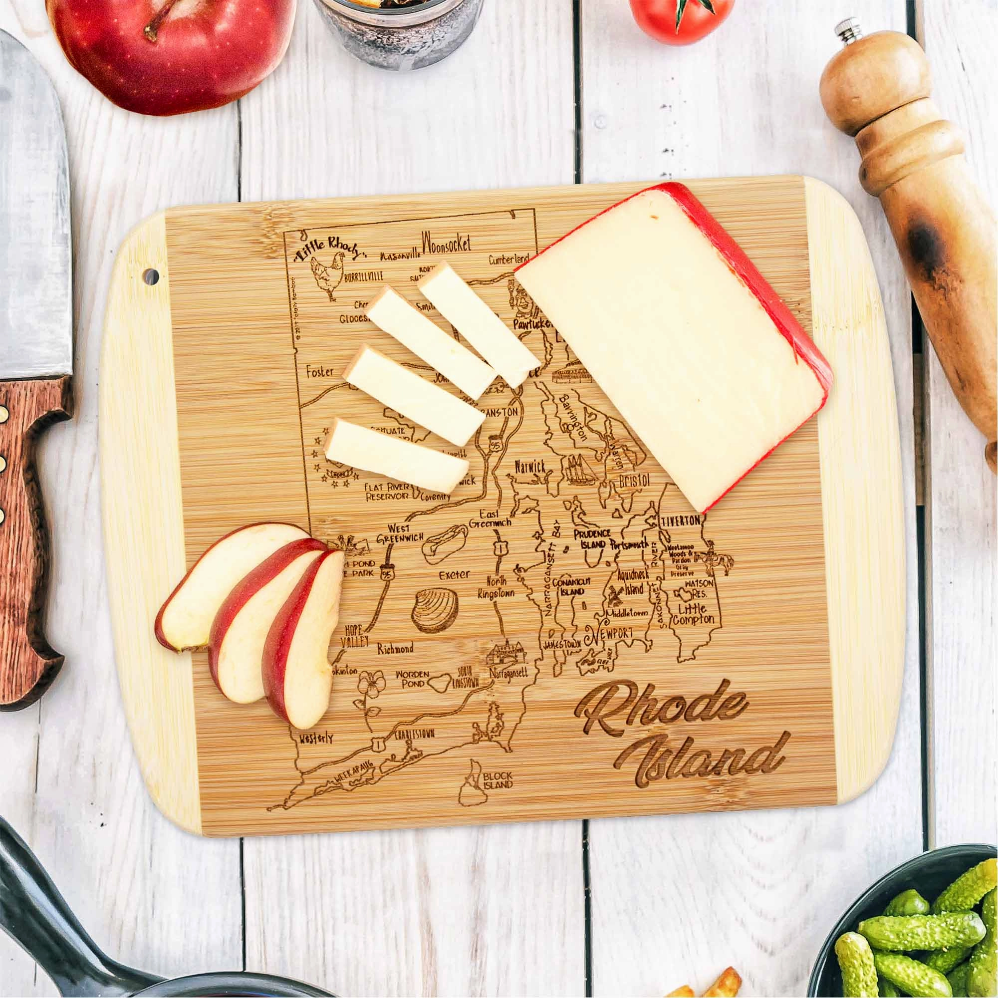 A Slice of Life Rhode Island Cutting Board, 11" x 8-3/4"