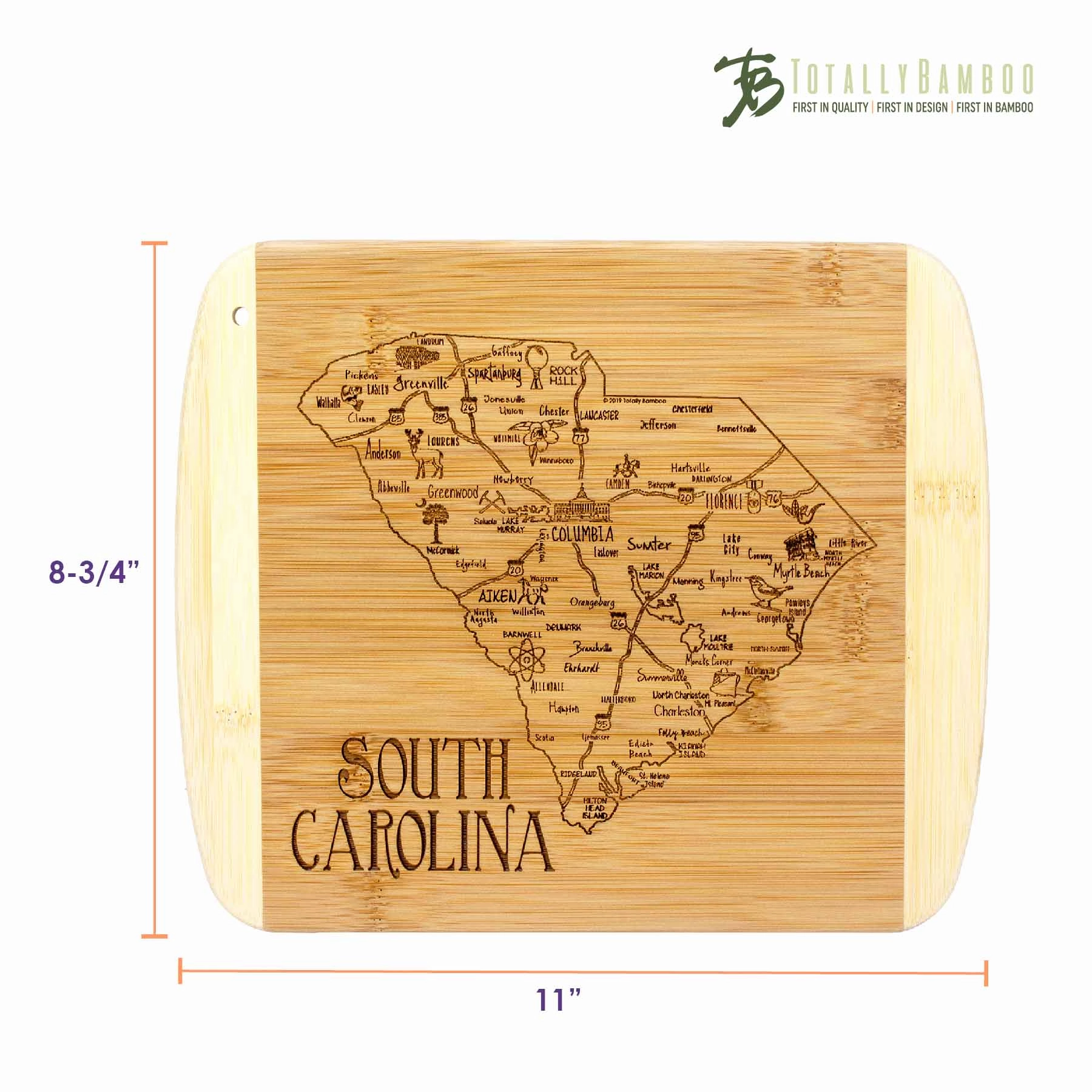 A Slice of Life South Carolina Cutting Board, 11" x 8-3/4"