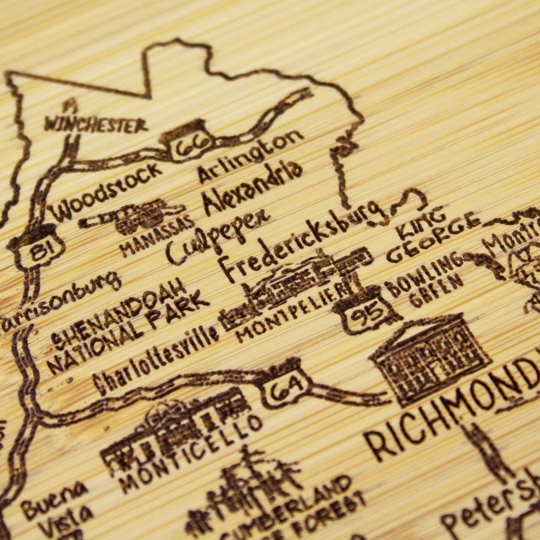 A Slice of Life Virginia Cutting Board, 11" x 8-3/4"