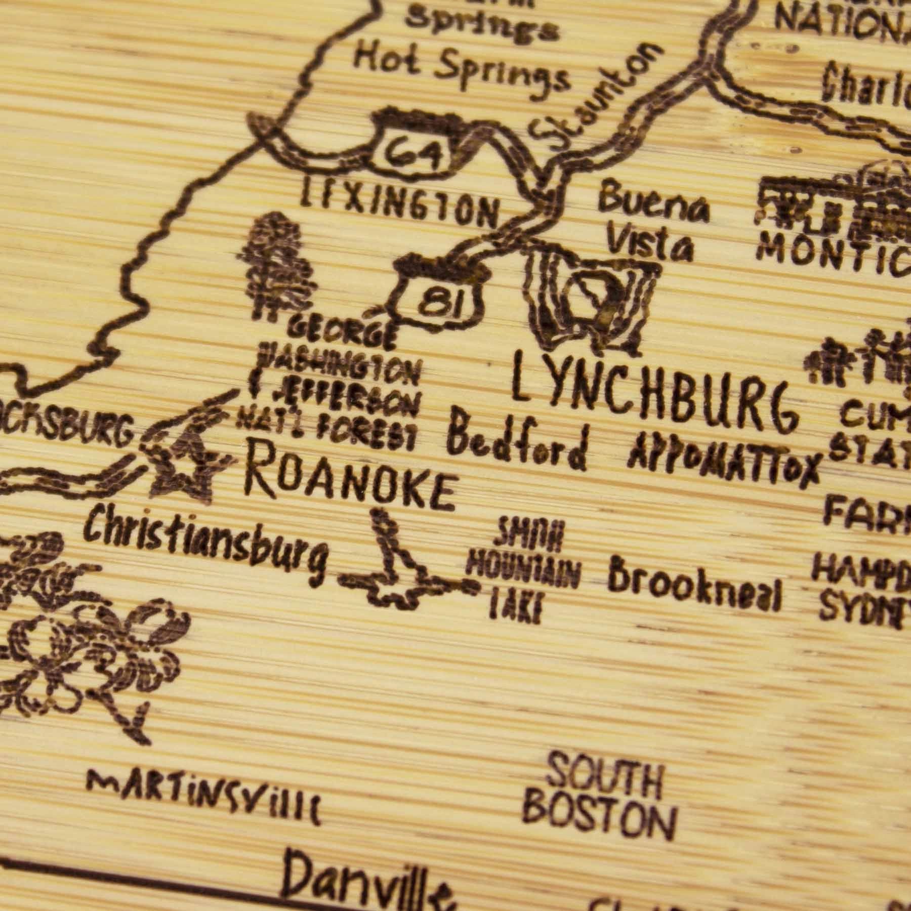 A Slice of Life Virginia Cutting Board, 11" x 8-3/4"