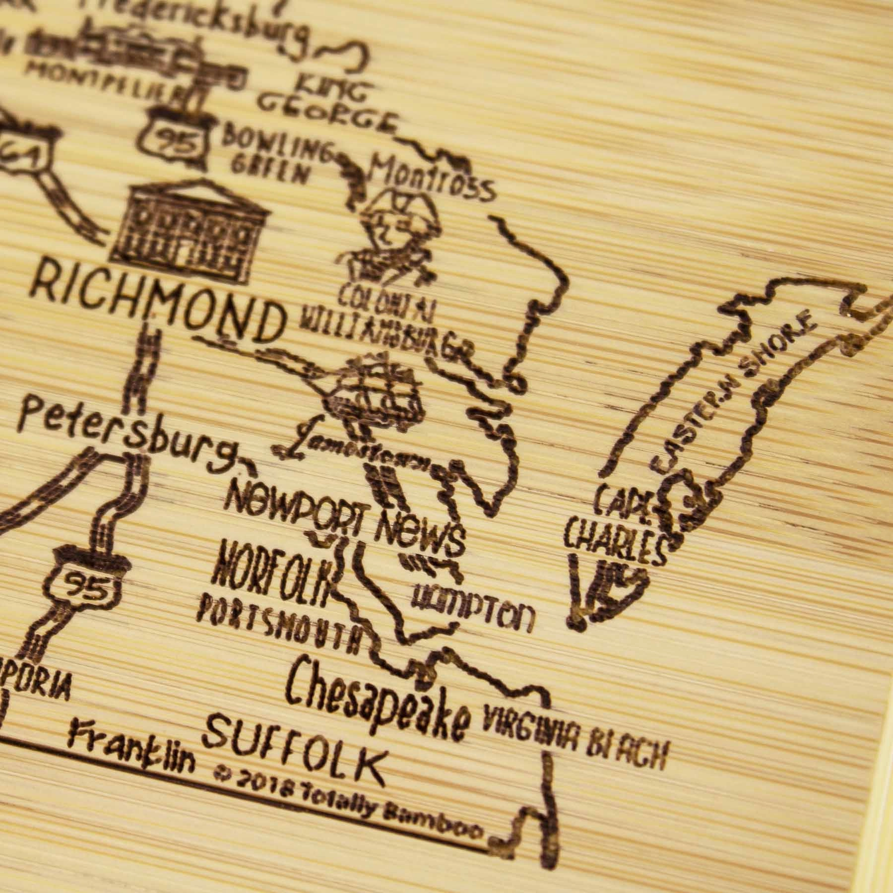 A Slice of Life Virginia Cutting Board, 11" x 8-3/4"