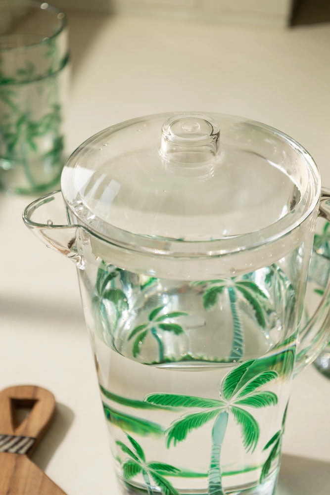 Acrylic Green Palm Tree Picnic Jug