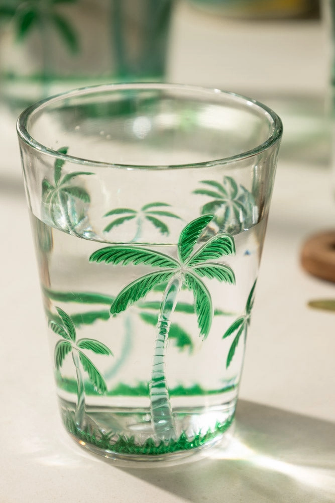 Acrylic Green Palm Tree Picnic Tumbler kitchenware,kitchen essentials,cooking tools