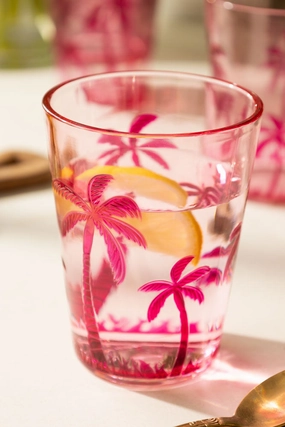 Acrylic Pink Palm Tree Picnic Tumbler kitchenware,kitchen essentials,cooking tools