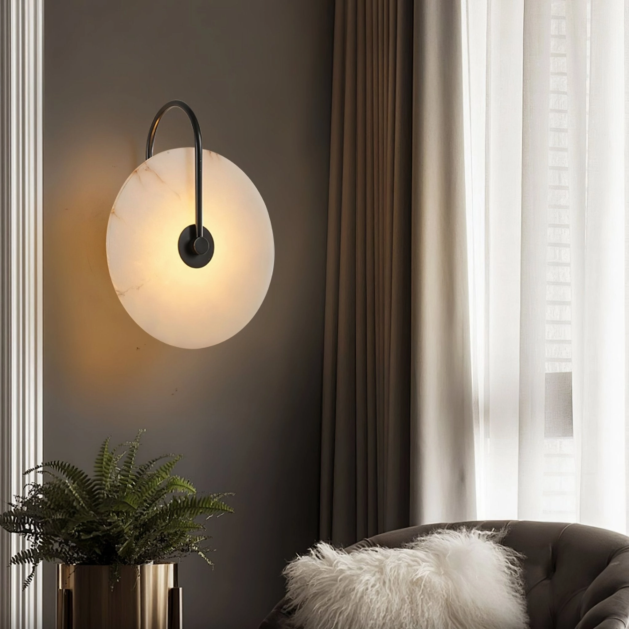 Alabaster LED Plug-In Wall Lamp