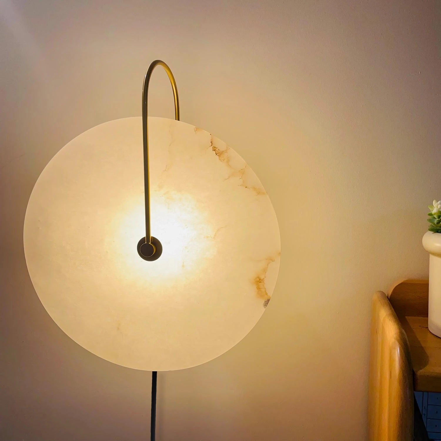 Alabaster LED Plug-In Wall Lamp