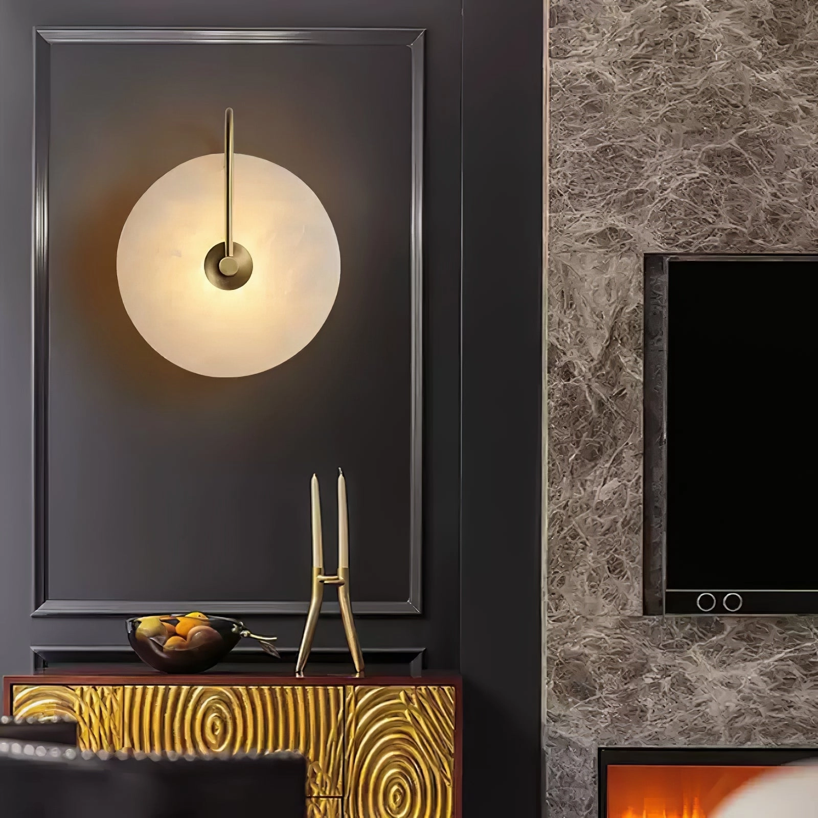 Alabaster LED Plug-In Wall Lamp