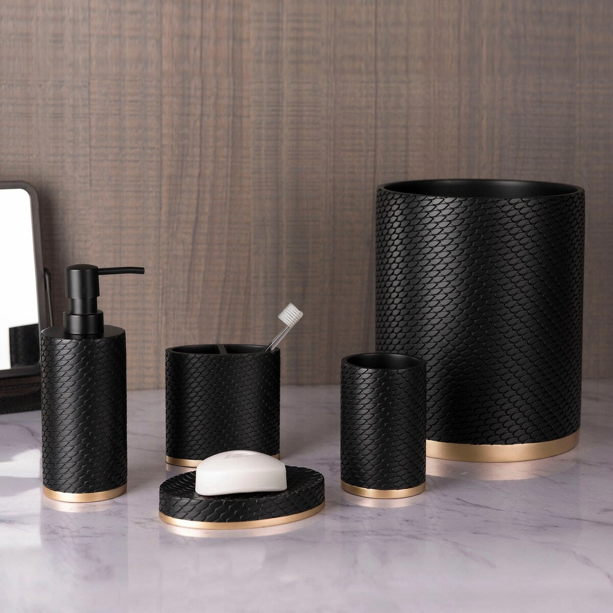 Amal Toothbrush Holder - Black/Gold