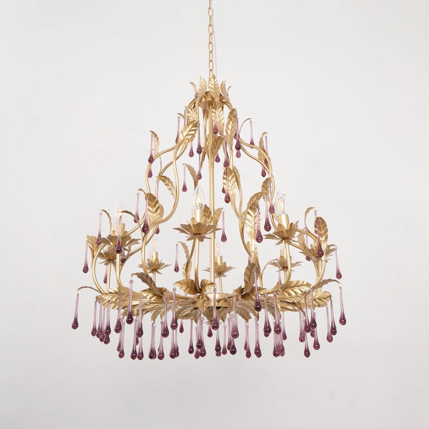 Amethyst Drops Glass Chandelier