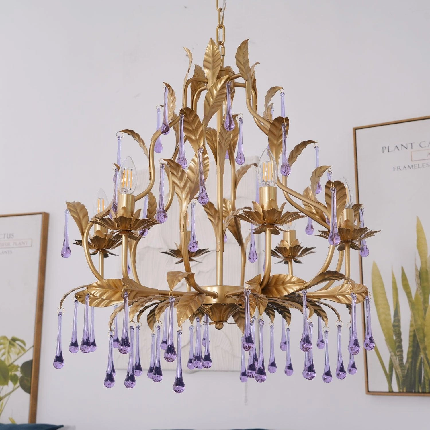 Amethyst Drops Glass Chandelier