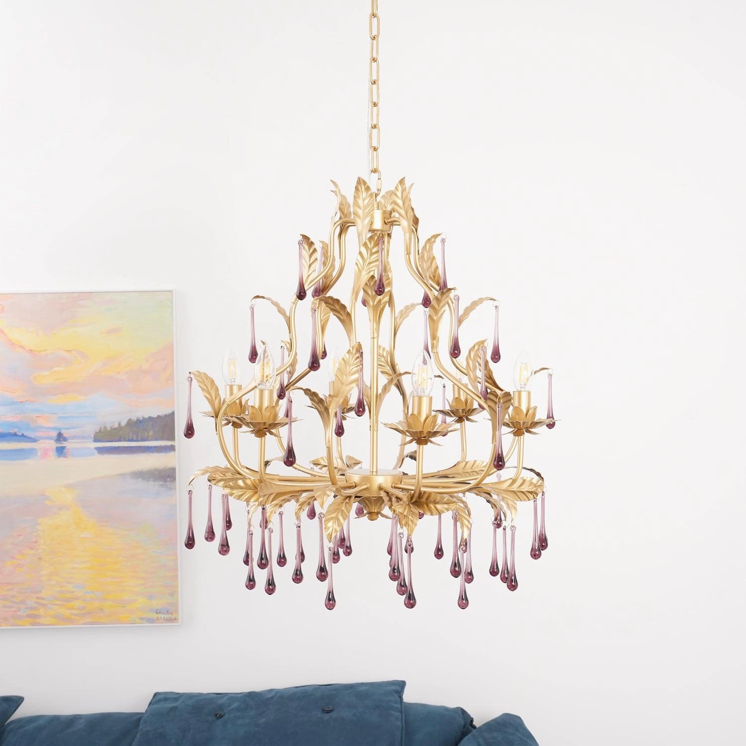Amethyst Drops Glass Chandelier