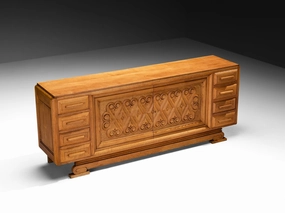 Andr Le Picard Sideboard in Solid Oak 1930s storage cabinet,organizer,furniture storage