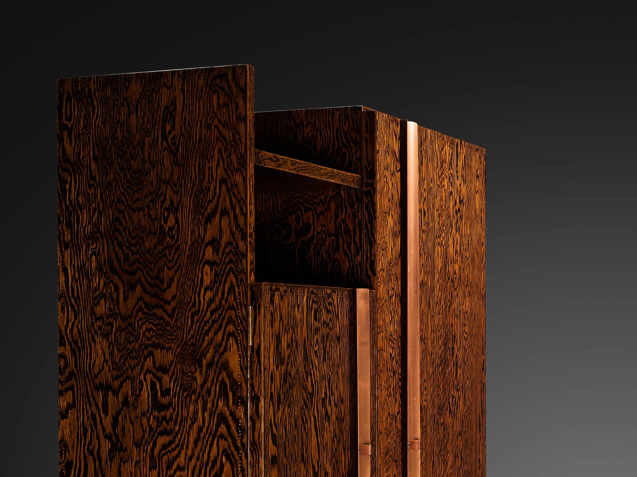 Andr Sornay Large Cabinet in Oregon Pine and Copper