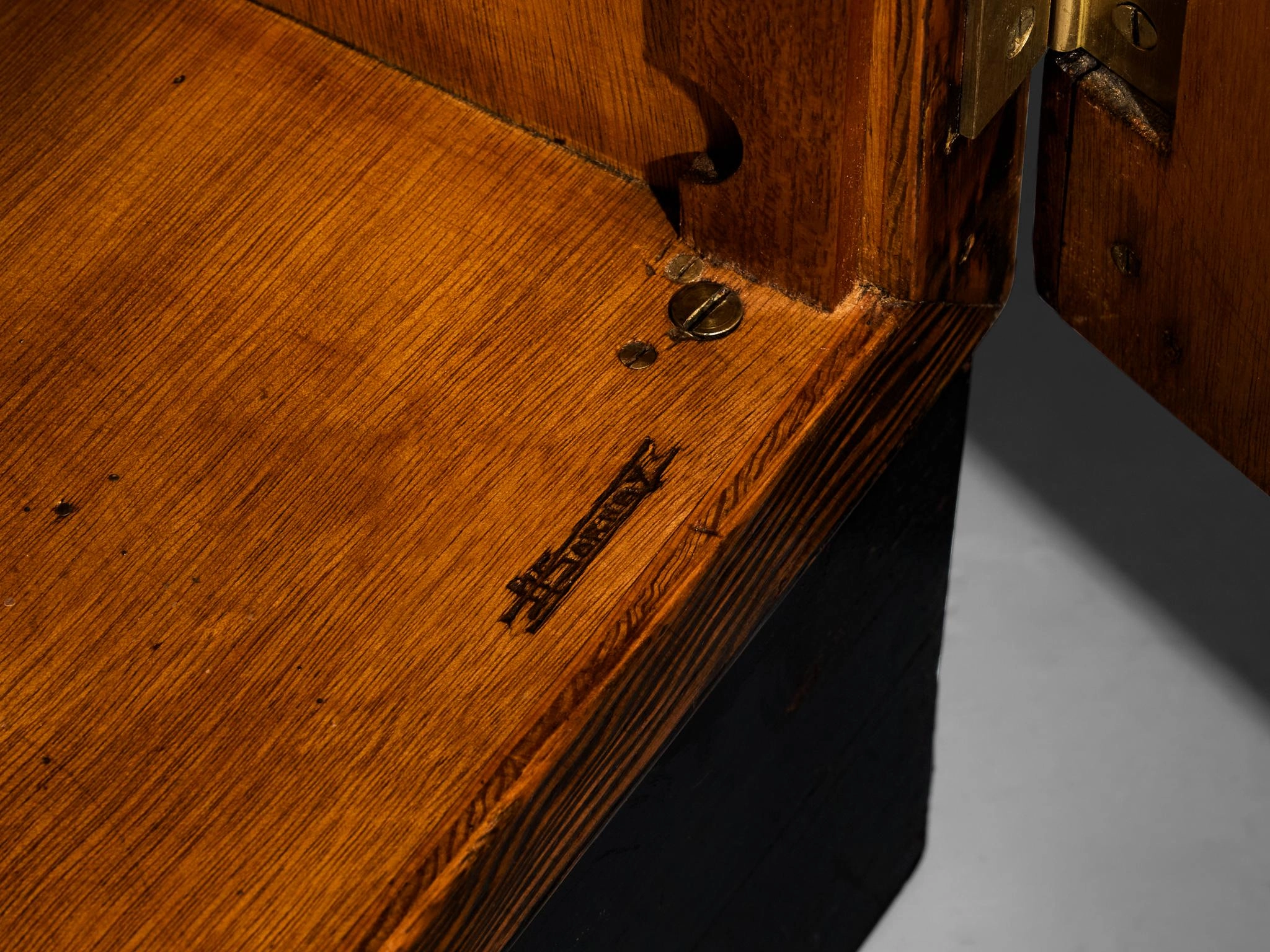 Andr Sornay Large Cabinet in Oregon Pine and Copper