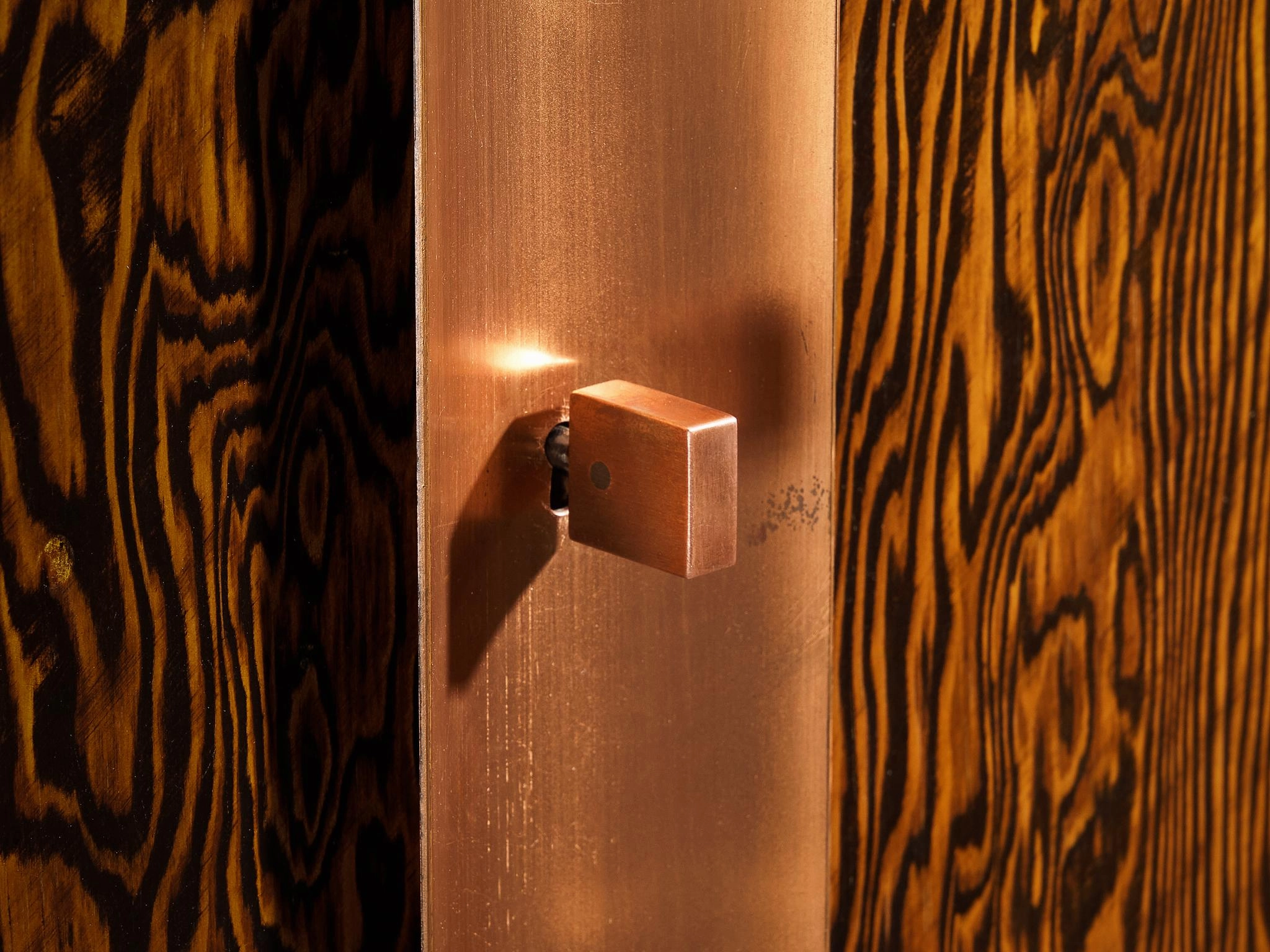 Andr Sornay Large Cabinet in Oregon Pine and Copper