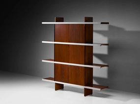Angelo Mangiarotti Cabinet in Wood and Aluminium storage cabinet,organizer,furniture storage