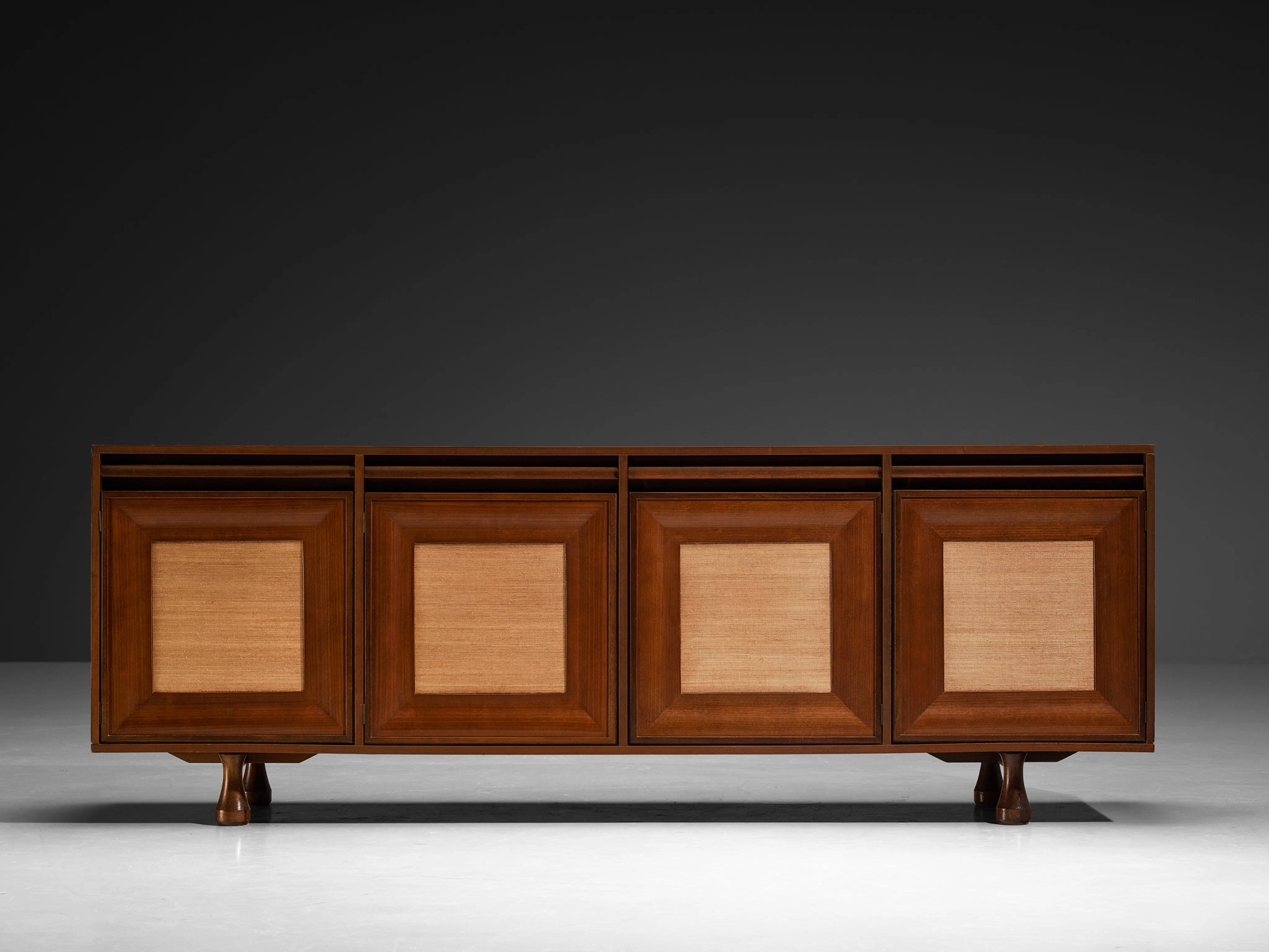 Angelo Mangiarotti for Sorgente dei Mobili Sideboard in Mahogany Grasscloth