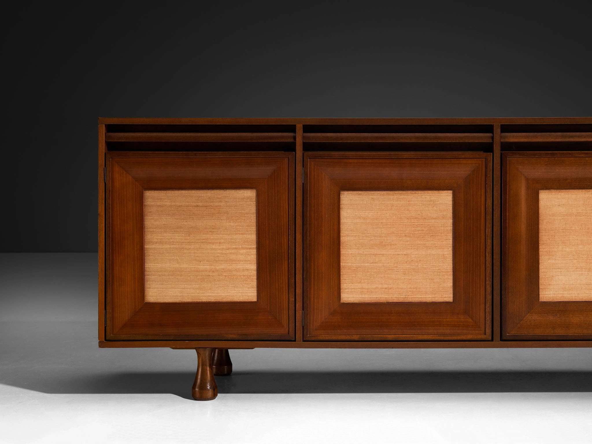 Angelo Mangiarotti for Sorgente dei Mobili Sideboard in Mahogany Grasscloth