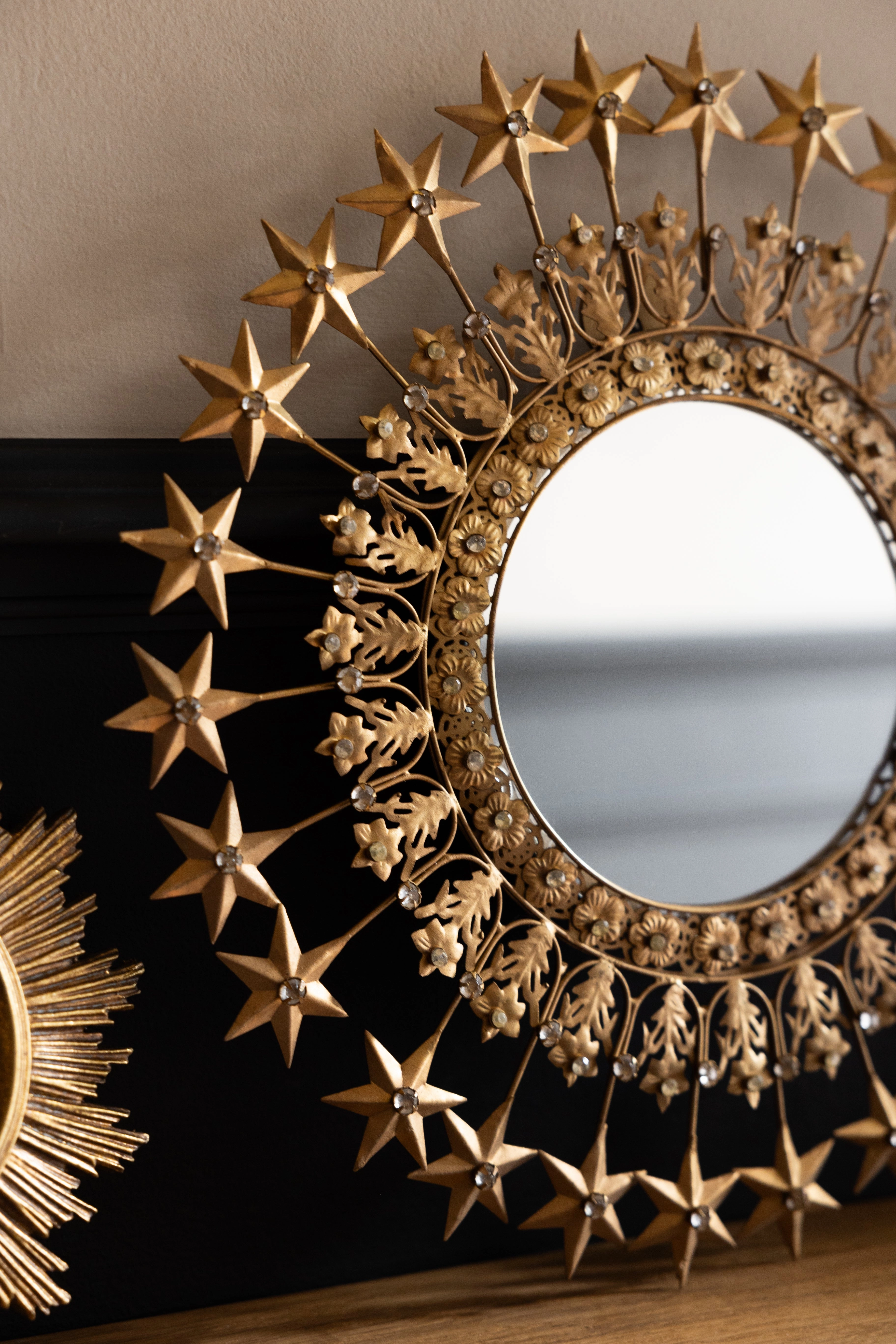 Antique Gold Jewelled Star Wall Mirror