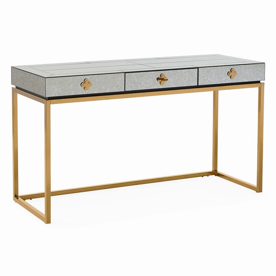 Antiqued Mirror 3-Drawer Desk | Jonathan Adler Delphine