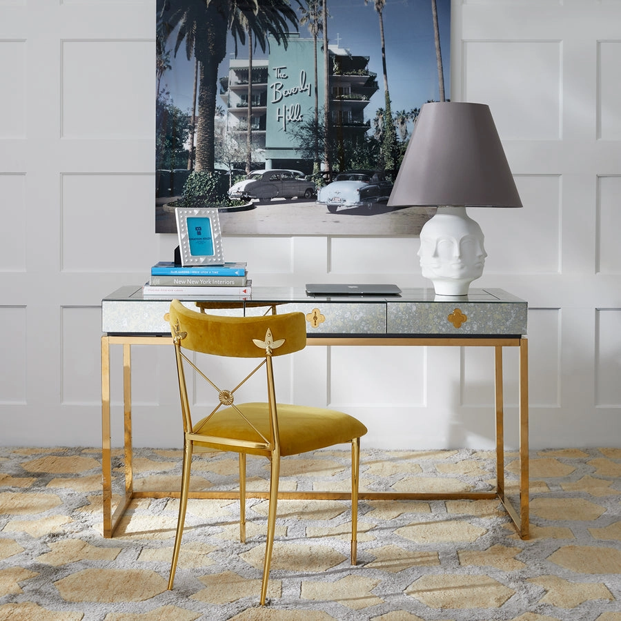 Antiqued Mirror 3-Drawer Desk | Jonathan Adler Delphine