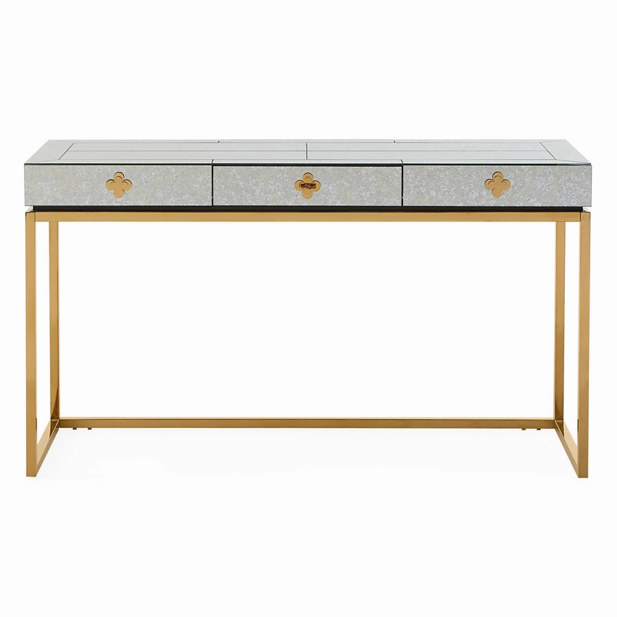 Antiqued Mirror 3-Drawer Desk | Jonathan Adler Delphine desk,home desk,workstation