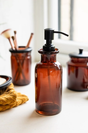 Apothecary-Style Amber Glass Soap Dispenser - 300ml kitchenware,kitchen essentials,cooking tools