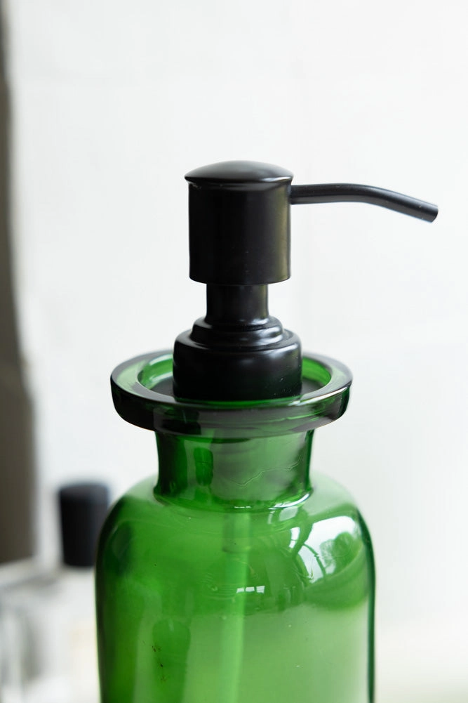 Apothecary-Style Green Glass Soap Dispenser - 300ml