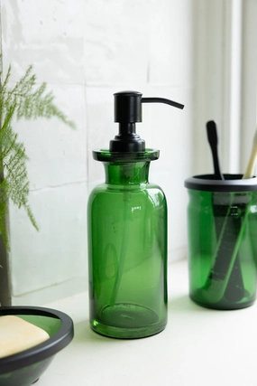 Apothecary-Style Green Glass Soap Dispenser - 300ml kitchenware,kitchen essentials,cooking tools