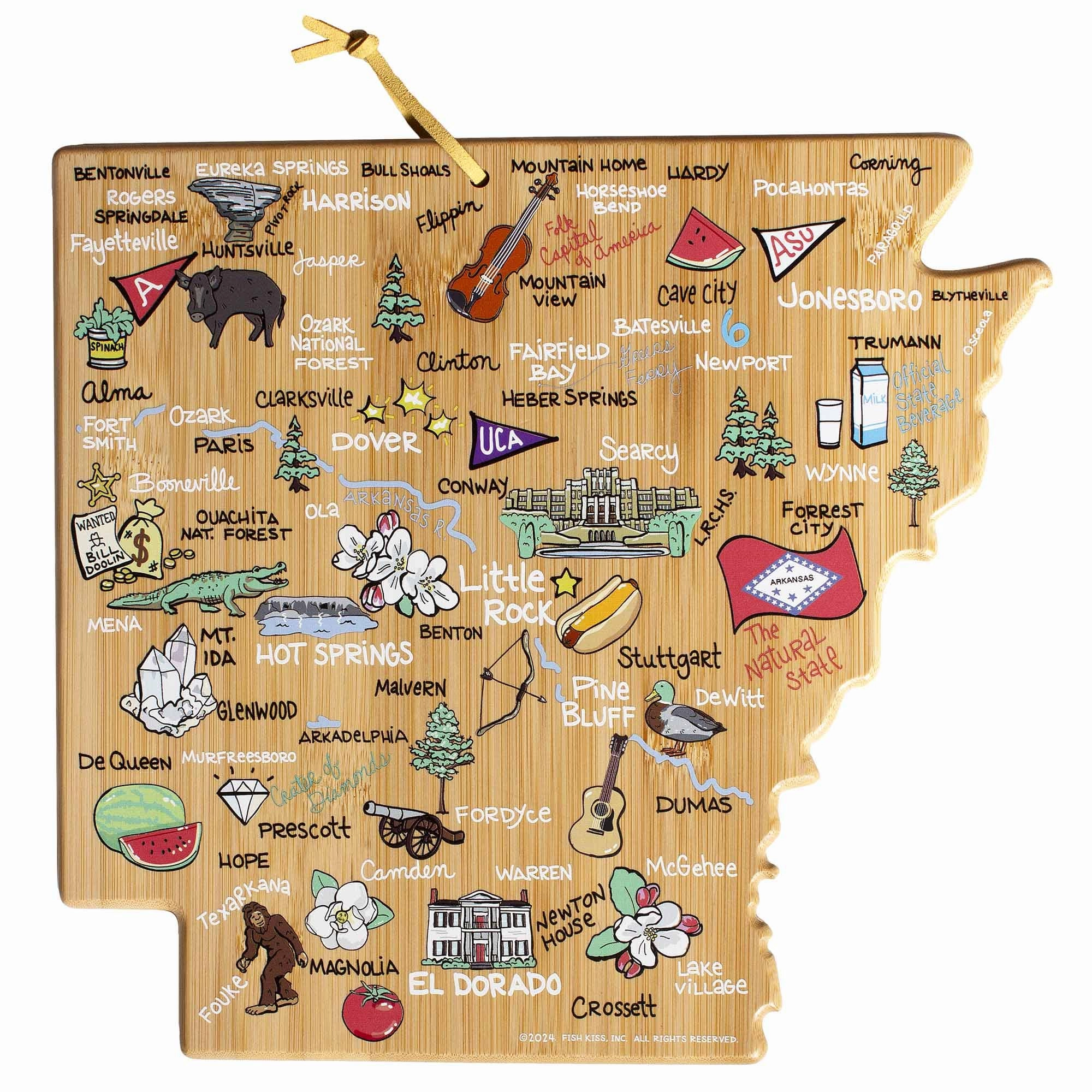 Arkansas Cutting Board with Artwork by Fish Kiss cutting board,chopping board,kitchen tools