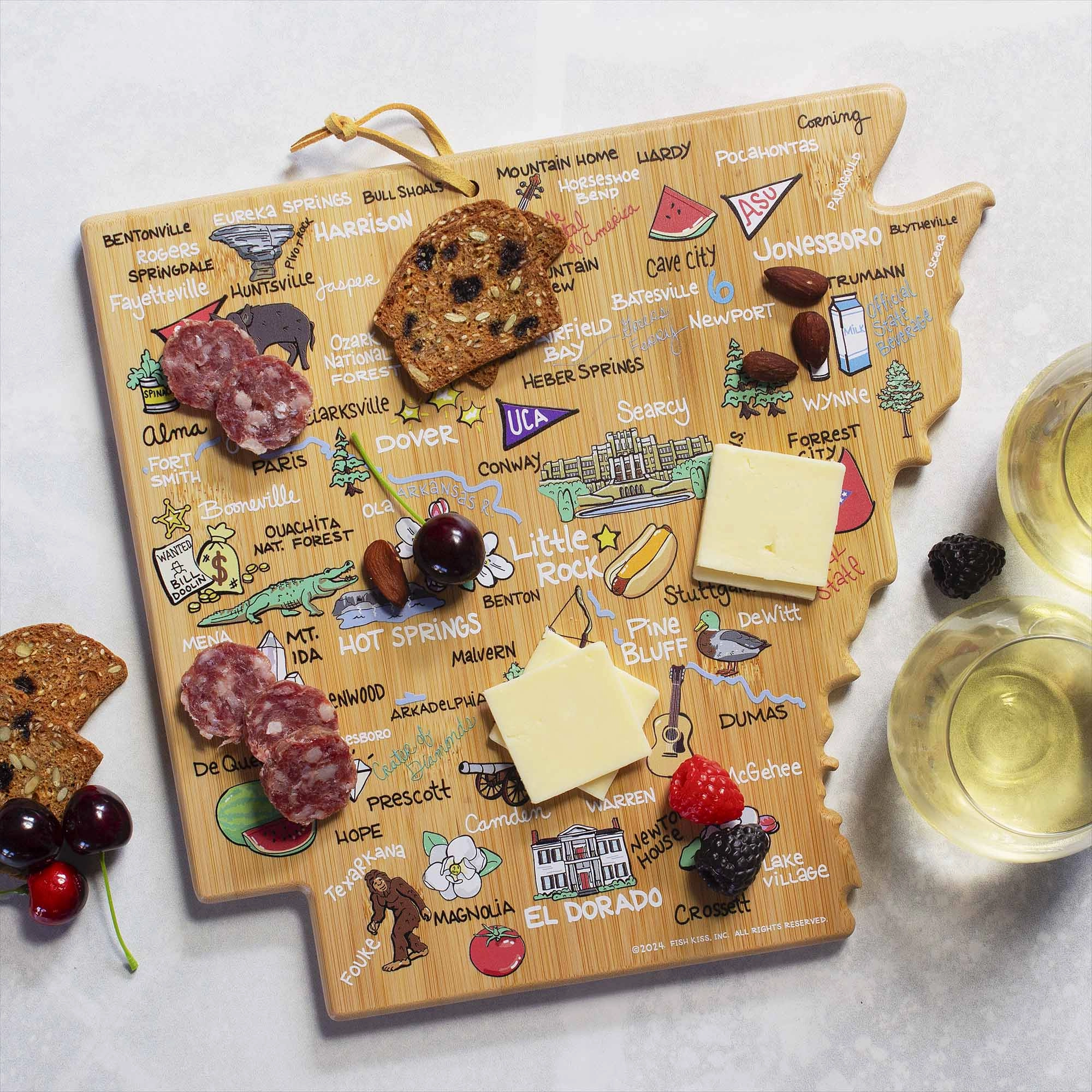 Arkansas Cutting Board with Artwork by Fish Kiss