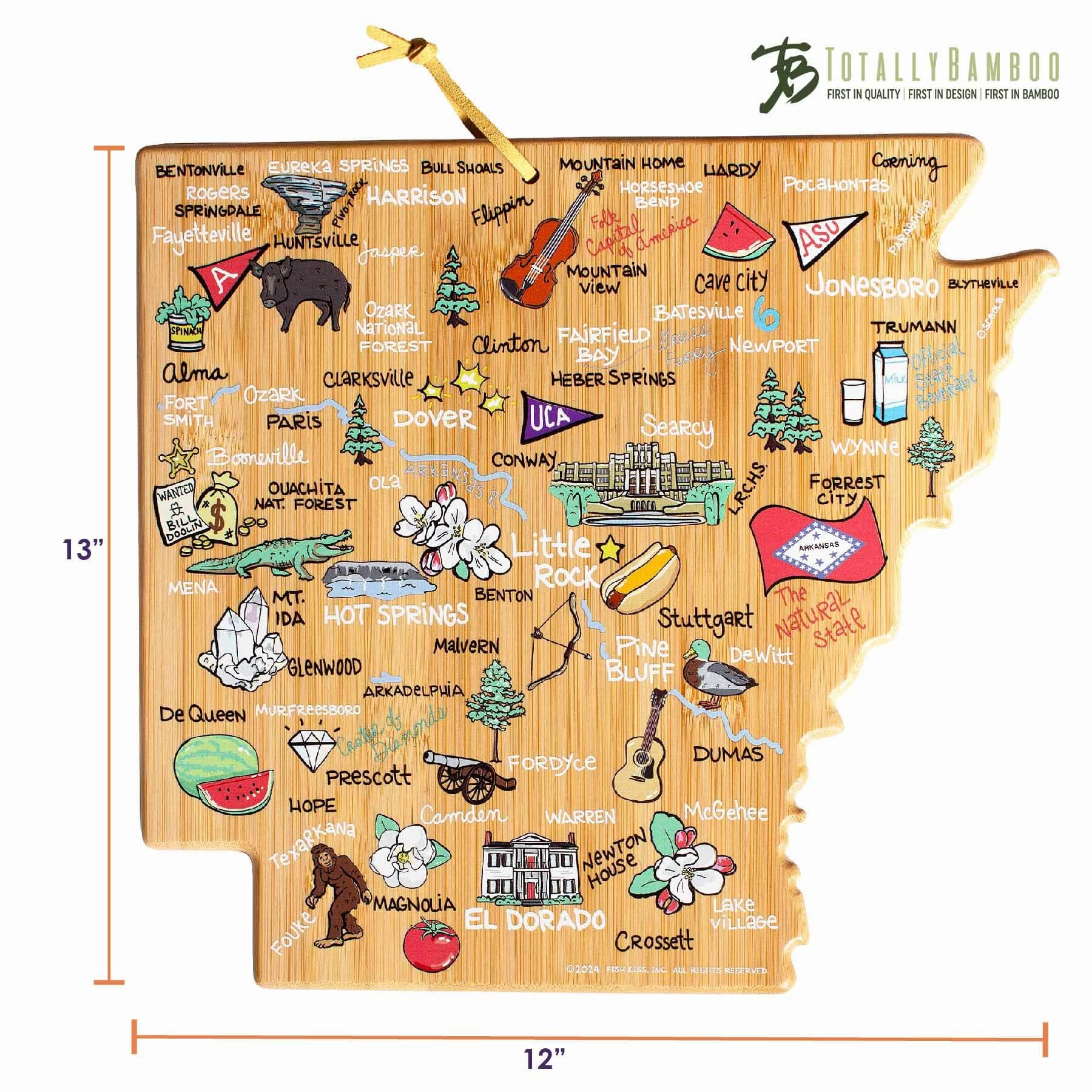 Arkansas Cutting Board with Artwork by Fish Kiss