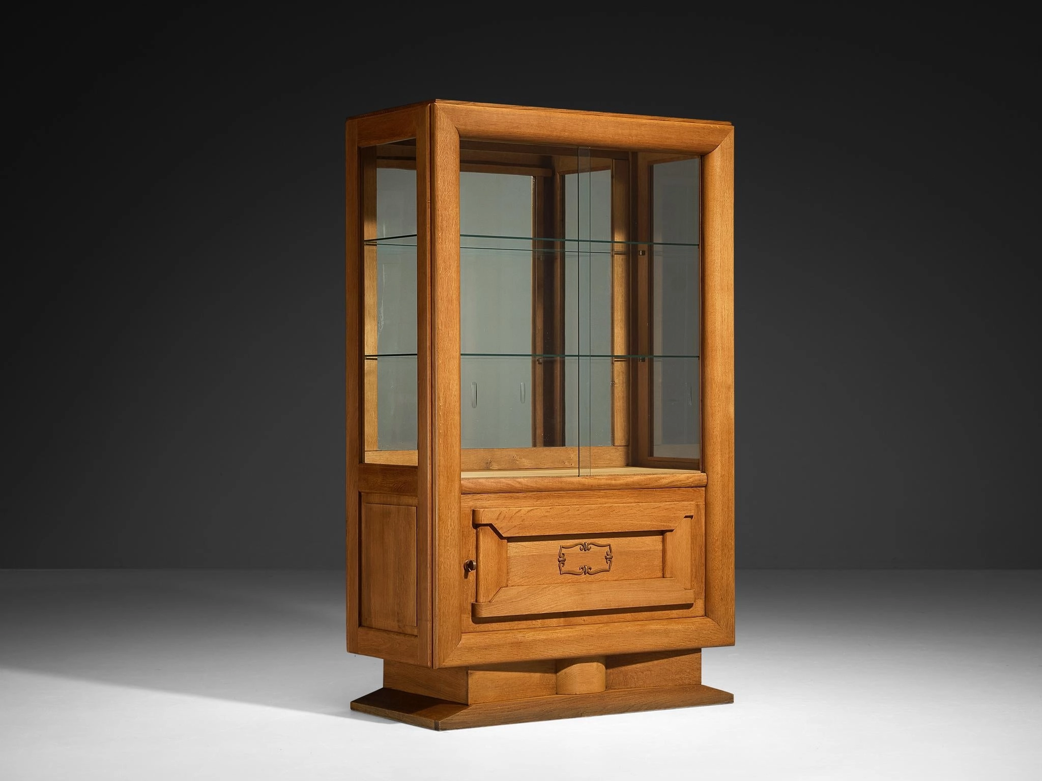 Art Deco Showcase in Oak and Glass and Decorative Copper Detailing storage cabinet,organizer,furniture storage