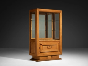 Art Deco Showcase in Oak and Glass and Decorative Copper Detailing storage cabinet,organizer,furniture storage
