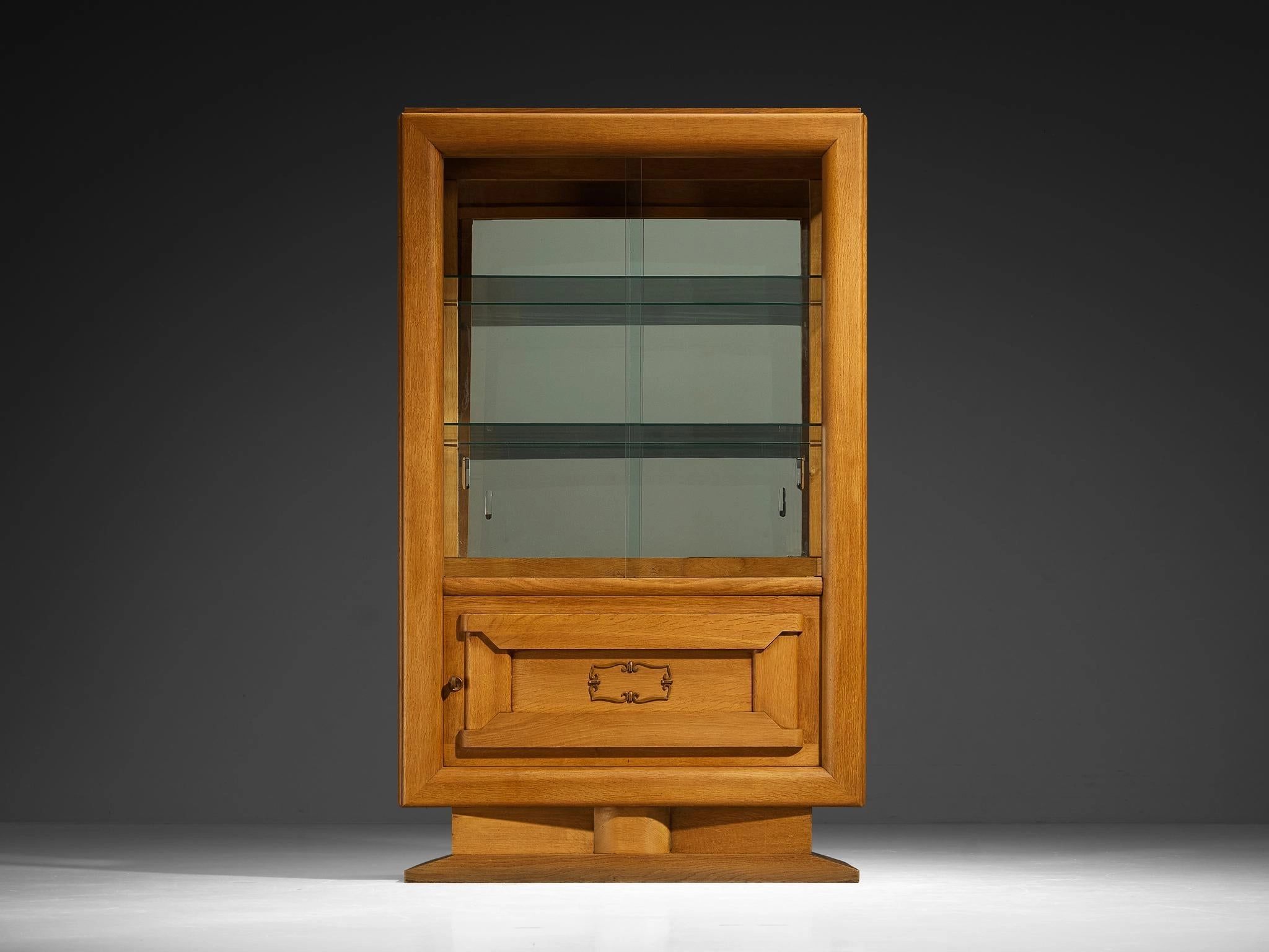 Art Deco Showcase in Oak and Glass and Decorative Copper Detailing