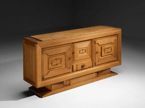 Art Deco Sideboard in Oak and Decorative Copper Detailing storage cabinet,organizer,furniture storage