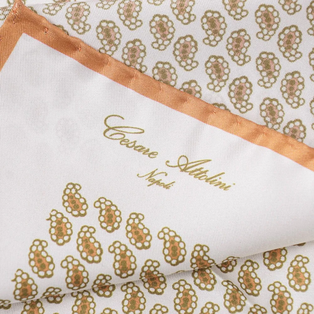 Attolini Paisley Print Silk Pocket Square Clothing_Cesare-Attolini